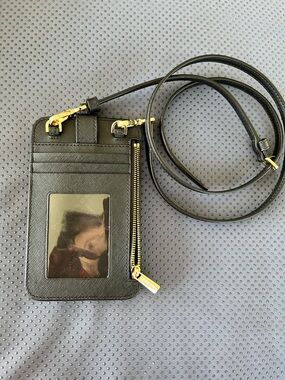 Michael Kohrs Black Crossbody Card Holder with Gold Hardware